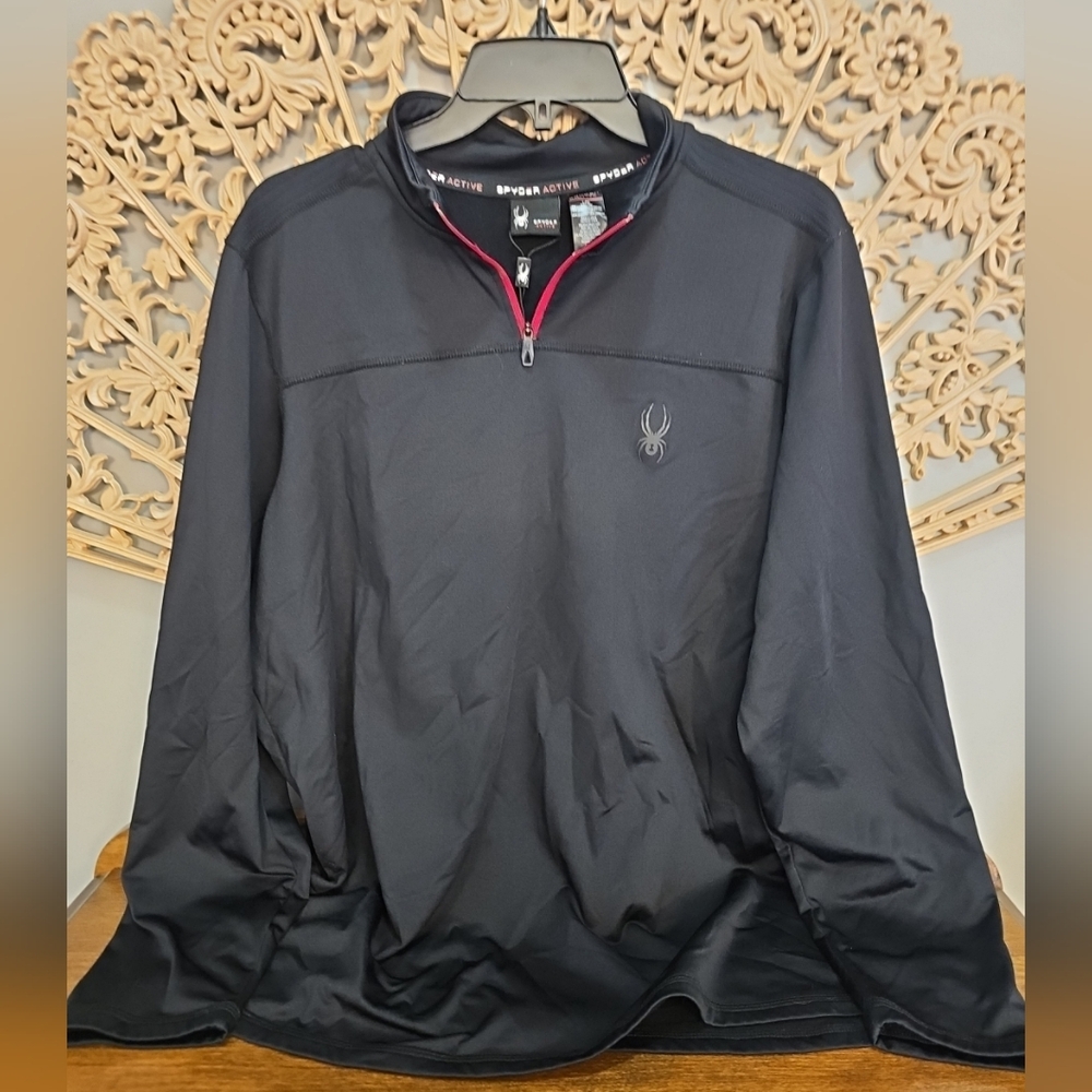 Mens Spyder Active Zip Up Fleece Lined Shirt Large Excellent Condition